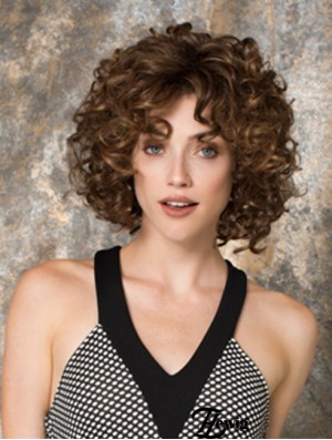 Curly With Bangs Kinnlänge Auburn Sassy Lace Front Perücken