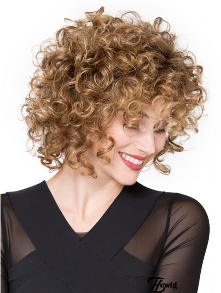Perücken Lace Front synthetische Kinn Länge Curly Style mit Pony