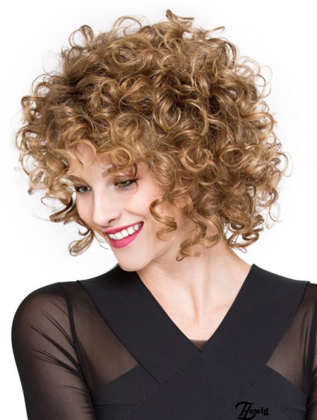 Perücken Lace Front synthetische Kinn Länge Curly Style mit Pony