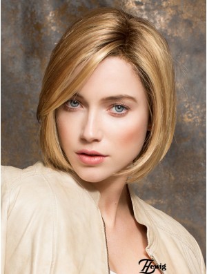 Kinn Länge Blonde No-Fuss 10 Zoll Straight Bob Perücken