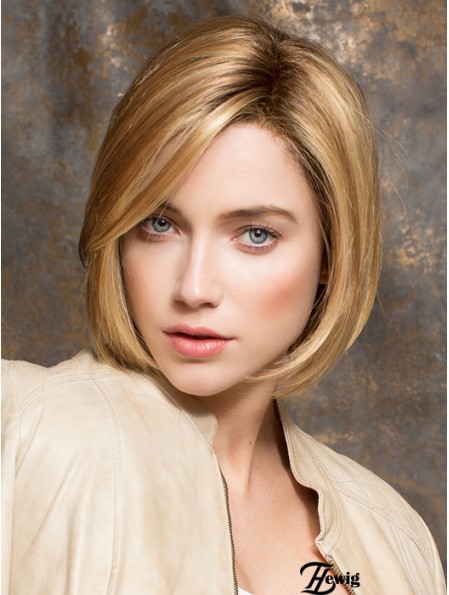 Kinn Länge Blonde No-Fuss 10 Zoll Straight Bob Perücken