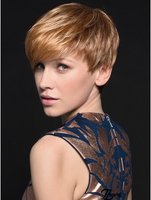 Wunderschöne 4 Zoll gerade blonde Boycuts kurze Perücken