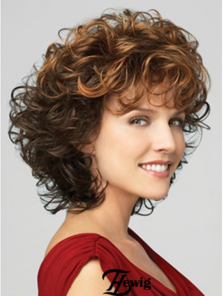 Klassische Damenperücke mit Pony Lace Front Curly Style Chin Länge