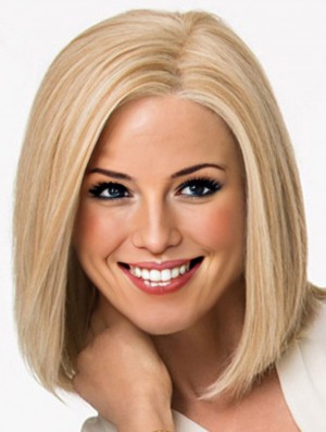 Blonde synthetische Perücke Spitze vorne schulterlang Blonde Farbe Straight Style