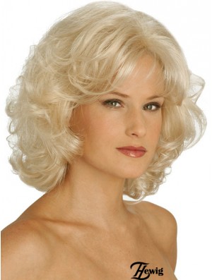 Perücken UK Synthetic Chin Länge Blonde Farbe Curly Style