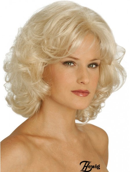 Perücken UK Synthetic Chin Länge Blonde Farbe Curly Style