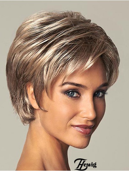 Kurze Damen synthetische Perücke mit Lace Front Straight Style Layered Cut