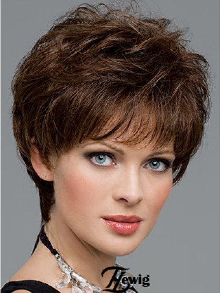 Brown Wavy Short Boycuts Spitze Front Günstige Perücke UK