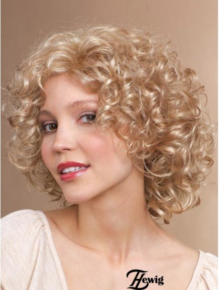 Kinnlänge Classic Curly Blonde Stylish Synthetic Perücken