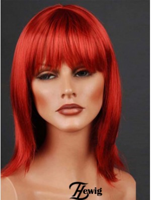 Synthetische Lacefront Perücke Monofilament Straight Style rote Farbe mit Pony