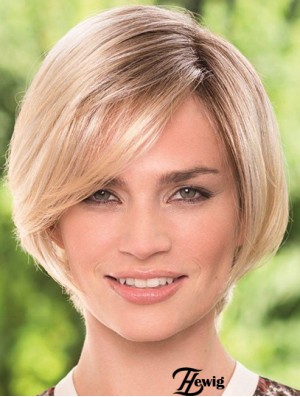 Kinn Länge Blond Langlebige 8 Zoll Straight Bob Perücken