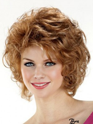 Trendy Brown Kinn Länge Curly Layered Lace Front Perücken