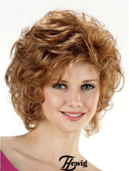 Trendy Brown Kinn Länge Curly Layered Lace Front Perücken
