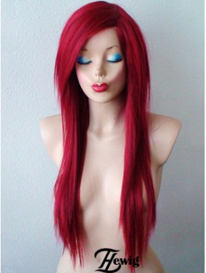 Rote synthetische Spitzenperücken UK rote Farbe gerader Stil mit Pony