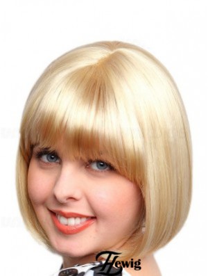 Kinnlänge Bobs Straight Blonde Erschwingliche synthetische Perücken