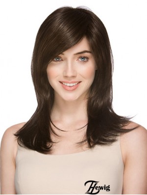 Sehr billige synthetische Perücken Layered Cut Straight Style Brown Farbe