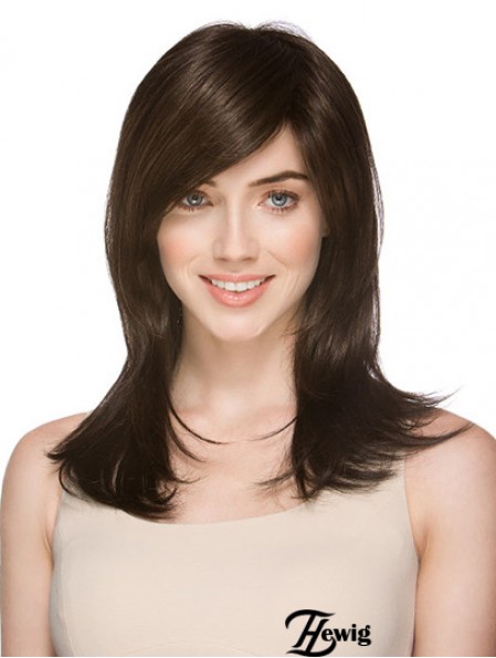 Sehr billige synthetische Perücken Layered Cut Straight Style Brown Farbe