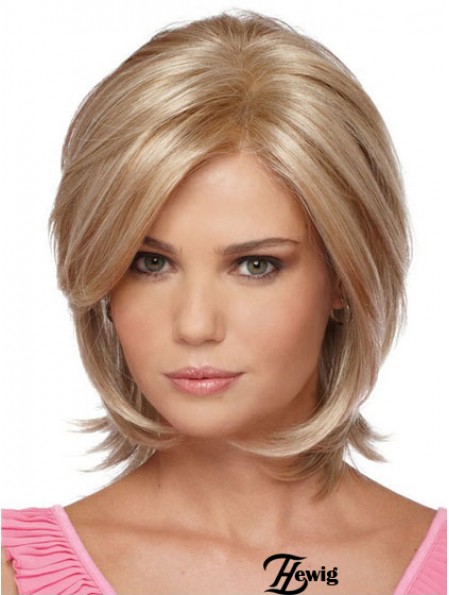 Kinnlange Bobs Straight Blonde Moderne synthetische Perücken