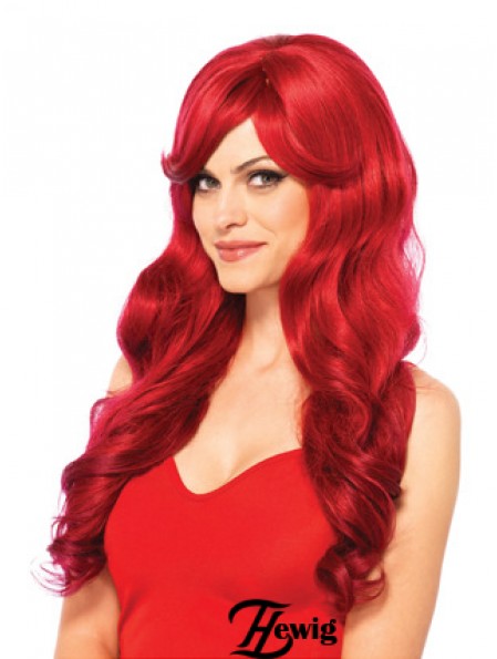 22 Zoll wellig mit Pony Capless Red Natural Long Perücken