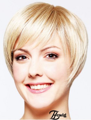 Frisuren 8 Zoll Straight Blonde Layered Short Perücken