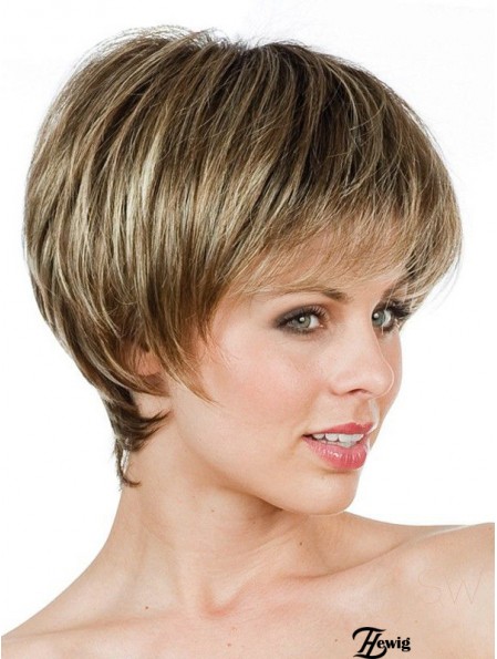 Boycuts Short Brown Straight Sleek Petite Perücken