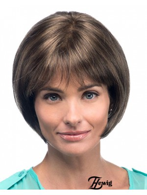 Kinnlänge Straight Bobs Brown Fashion 100% handgebundene Perücken