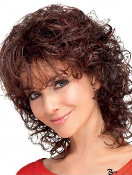 Curly Auburn Praktische schulterlange klassische Perücken