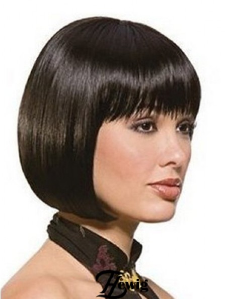 Kinnlange Bobs Straight Black Sassy Synthetic Perücken