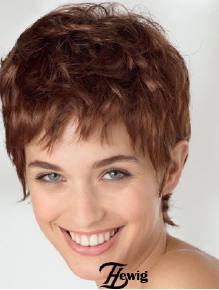 Exquisite 6 Zoll gewellte Auburn Boycuts kurze Perücken