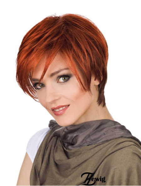 Robustes 8 Zoll Straight Red mit Pony Short Perücken