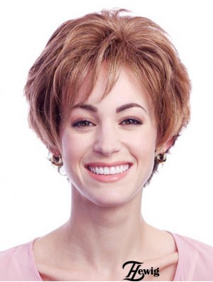 Stilvolle Auburn Short Layered Wavy Glueless Lace Front Perücken