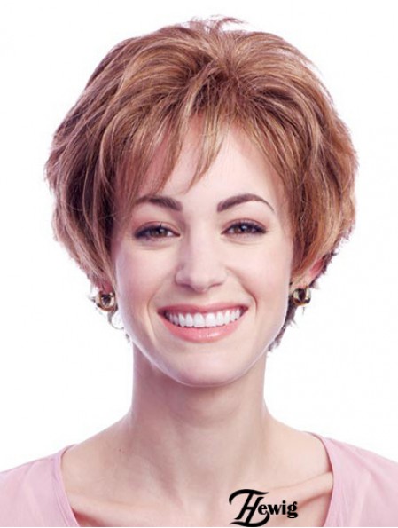 Stilvolle Auburn Short Layered Wavy Glueless Lace Front Perücken