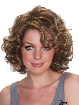 Günstige Perücken UK Synthetic Curly Style Kinn Länge Layered Cut