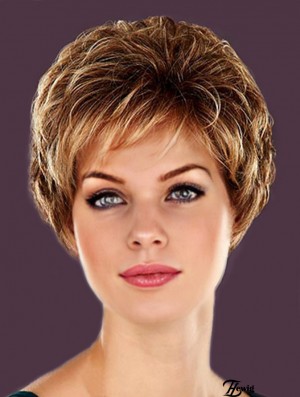 Frisuren Blonde Cropped Layered Wavy Glueless Lace Front Perücken