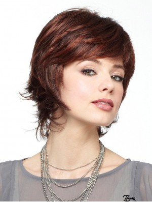 Lace Front Short Wavy Auburn Praktische Bob Perücken