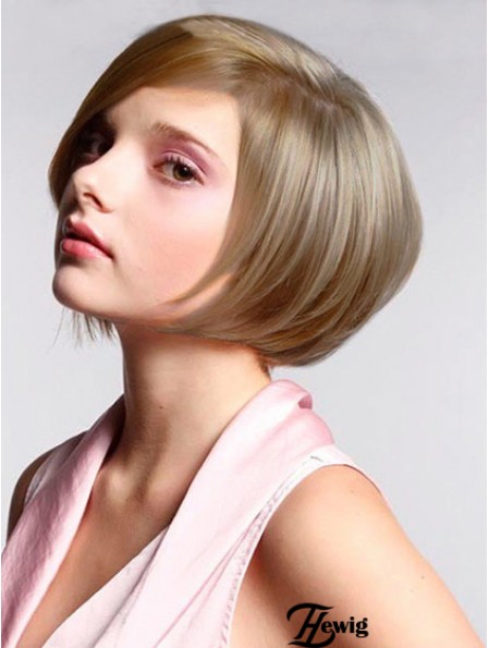 Synthetische Spitze Perücken Günstige Bobs Cut Blonde Farbe Kinn Länge