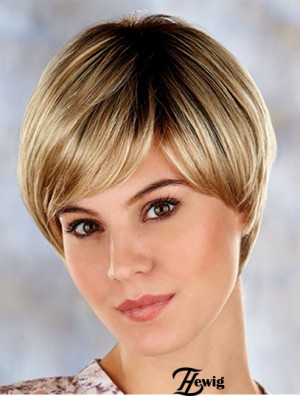 Hochwertige 7  inchStraight Blonde Layered Short Perücken