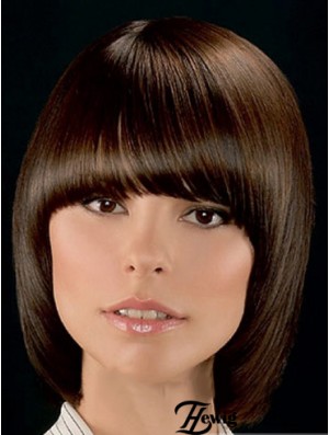 Top Brown Kinn Länge Straight Bobs Lace Front Perücken