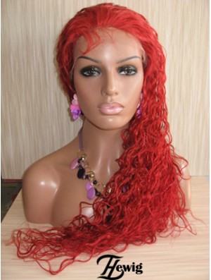 Curly Without Bangs Lace Front Natürliche 22 Zoll rote lange Perücken