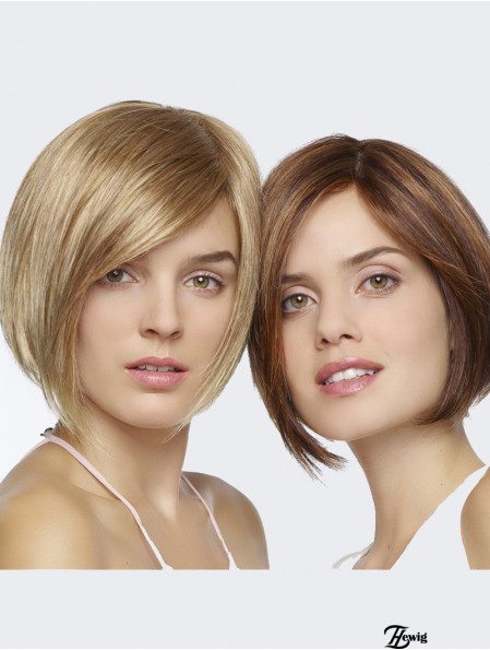 Gerade Kinnlänge Blond 8  inchLace Front Praktische Bob Perücken