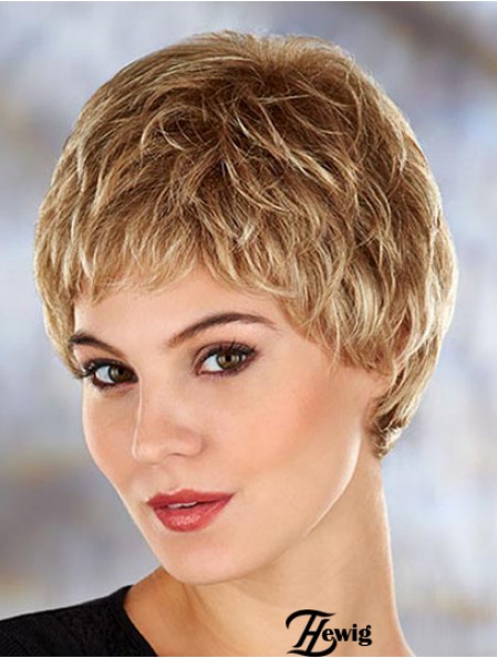 Günstige 4  inchWavy Blonde Boycuts Short Perücken