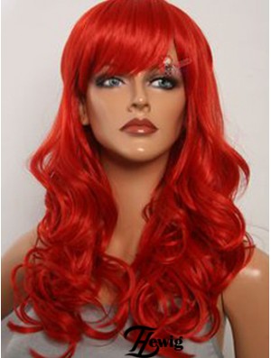 Wellig mit Pony Lace Front Fashion 20 Zoll rote lange Perücken