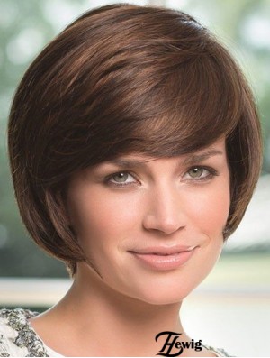 Wellige Kinnlänge Braun 8 Zoll Lace Front Perfect Bob Perücken