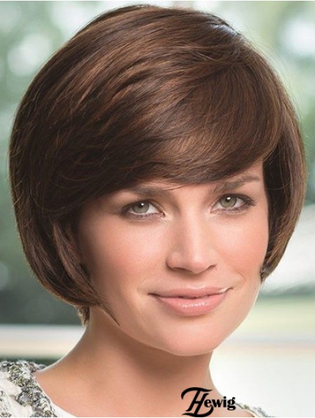 Wellige Kinnlänge Braun 8 Zoll Lace Front Perfect Bob Perücken