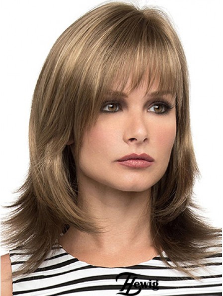 Mit Pony Brown Wavy Schulterlänge 14  inchSassy Medium Perücken