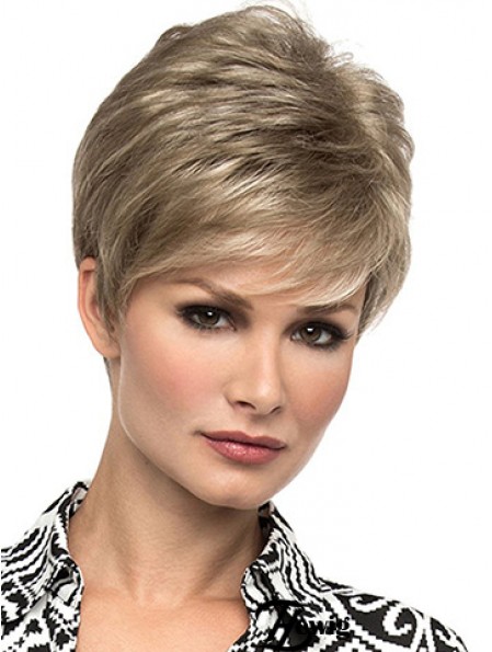 Erschwingliche 6  inchStraight Blonde Boycuts Short Perücken