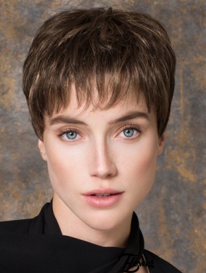 Brown Straight Monofilament Boycuts 5 Zoll billige synthetische Perücken