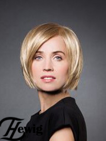 10  inchgerade blonde synthetische Kinnlänge Monofilament Perücke Bob