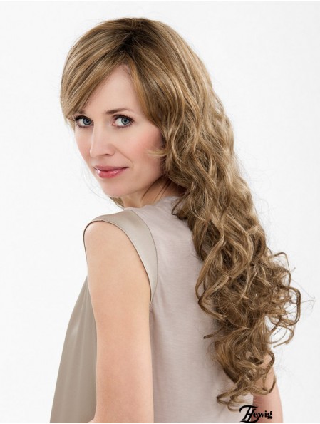 Brown Long Synthetic 20  inchCurly With Bangs Günstige Lace Front Perücken