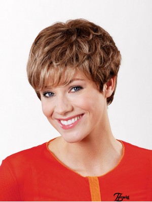 Synthetische kappenlose 6  inchBoycuts Straight Copper Short Hair Perücke